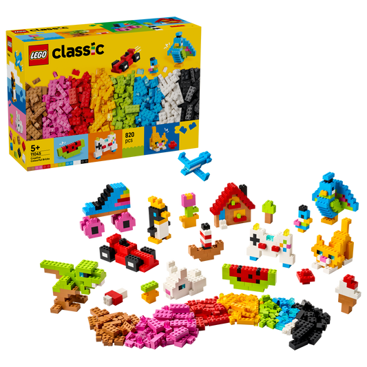 LEGO Classic Kleurrijke creatieve stenen Bouwpakket voor Kinderen Om te Knutselen met Dieren Figuren, Dinosaurussen en Voertuigen incl. Auto - Cadeau voor Jongens en Meisjes vanaf 5 Jaar 11045
