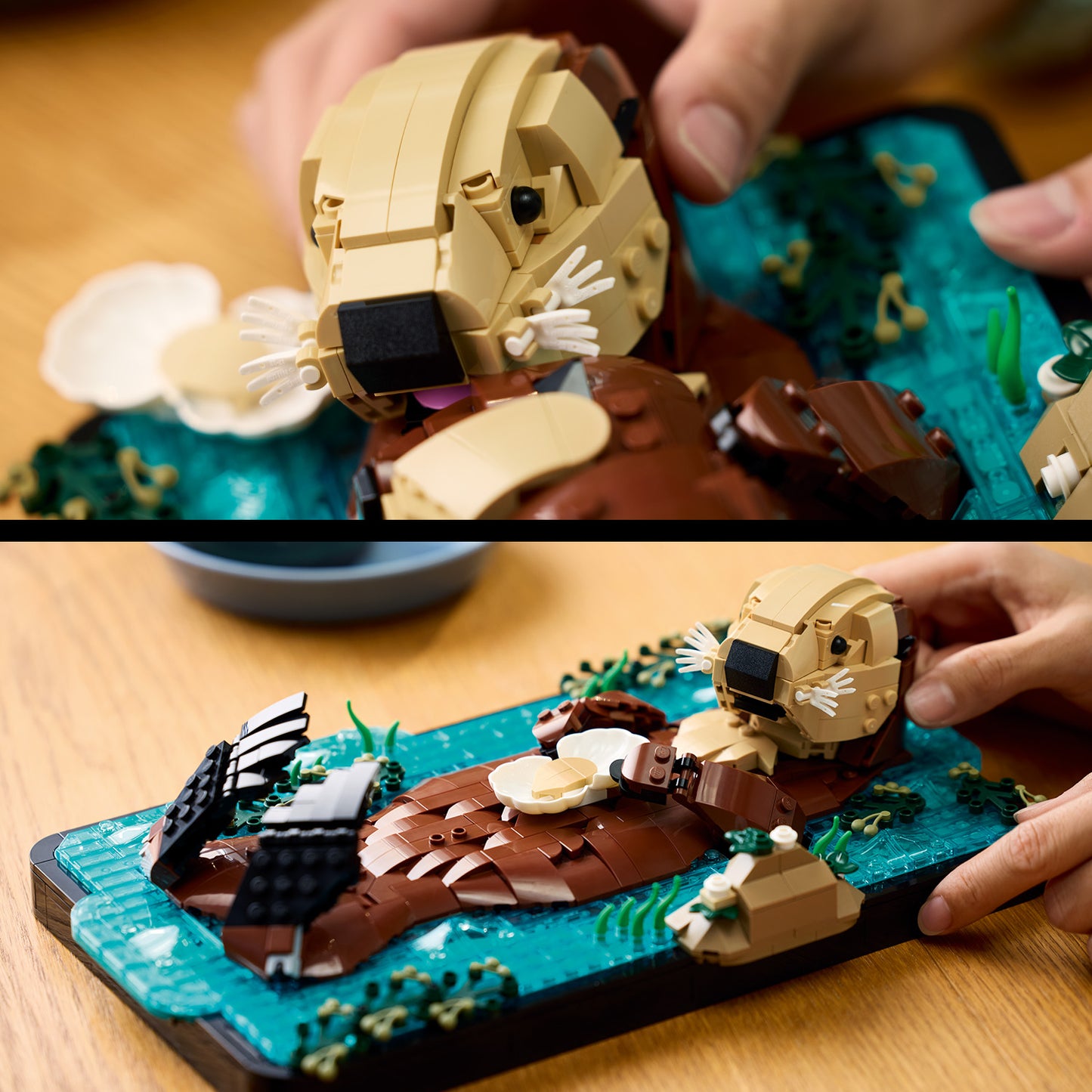 LEGO Ideas Drijvende Zeeotters – Bouwpakket voor Volwassenen – 3D Displaymodel met Dieren Figuren van Otter en haar Jong – DIY Woondecoratie en Bureau-Decoratie – Creatief Cadeau-idee – 21366