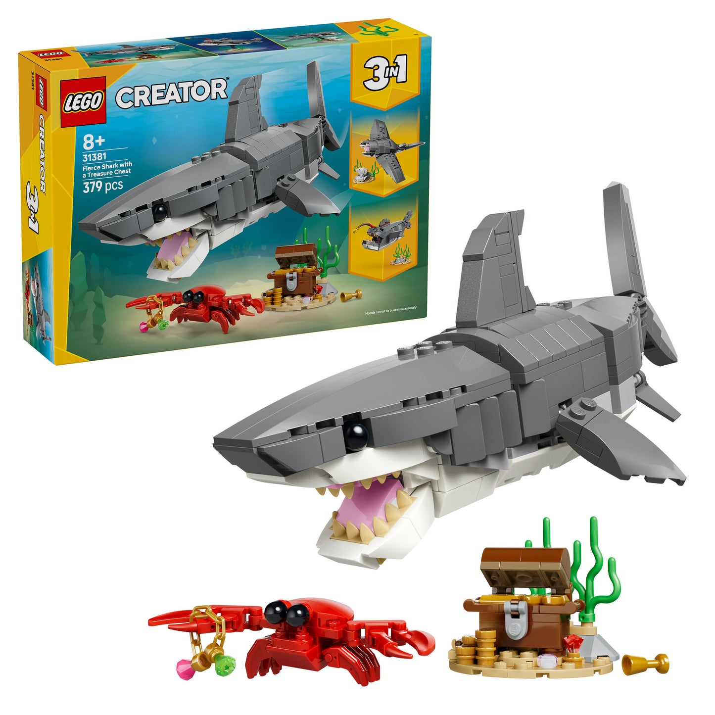LEGO® Creator Woeste Haai met Schatkist - Bouw Om tot Lantaarnvis of Mantarog - 31381