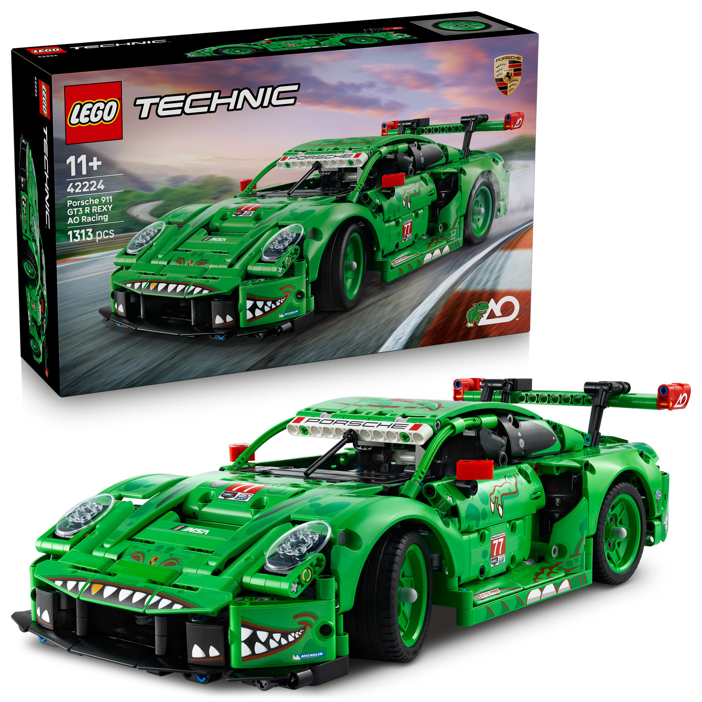 LEGO Technic Porsche 911 GT3 R REXY AO Racing Auto Bouwpakket met speelgoed voor Kinderen 42224