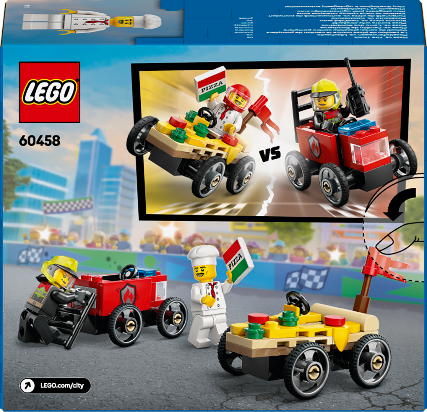 LEGO Race Car Package: Pizza Van vs Fire Truck 60458 City