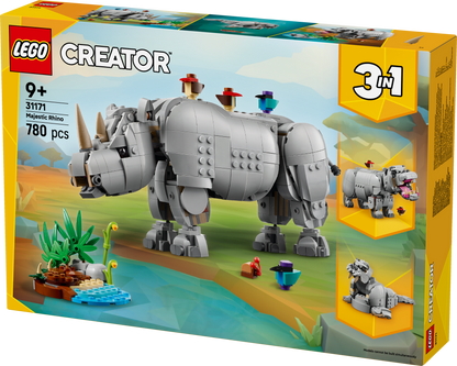 LEGO Wilde dieren: machtige neushoorn met vogels 31171 Creator