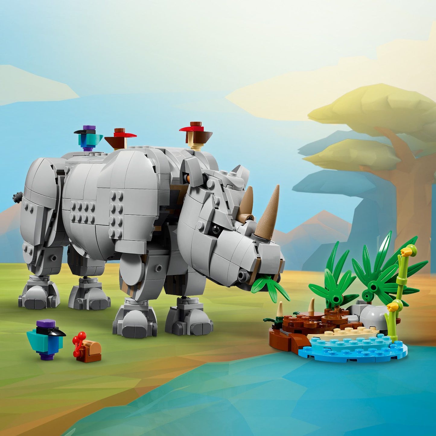 LEGO Wilde dieren: machtige neushoorn met vogels 31171 Creator
