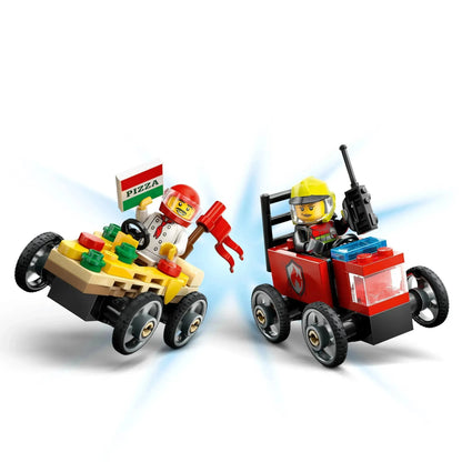 LEGO Raceauto pakket: pizzabestelwagen vs Brandweerwagen 60458 City