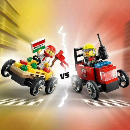 LEGO Raceauto pakket: pizzabestelwagen vs Brandweerwagen 60458 City