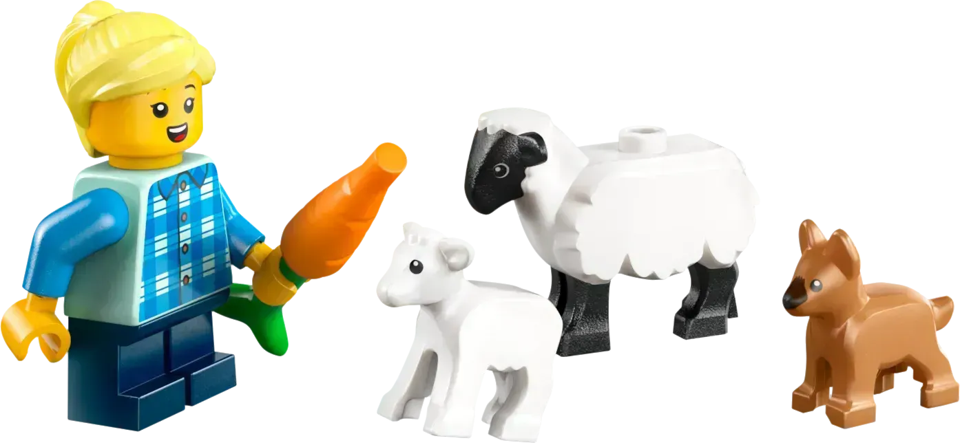 LEGO Rode tractor met aanhanger en schapen 60461 City