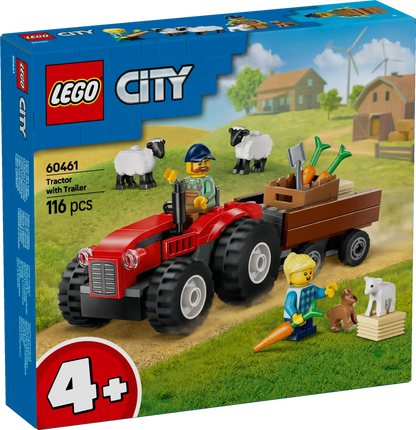 LEGO Rode tractor met aanhanger en schapen 60461 City
