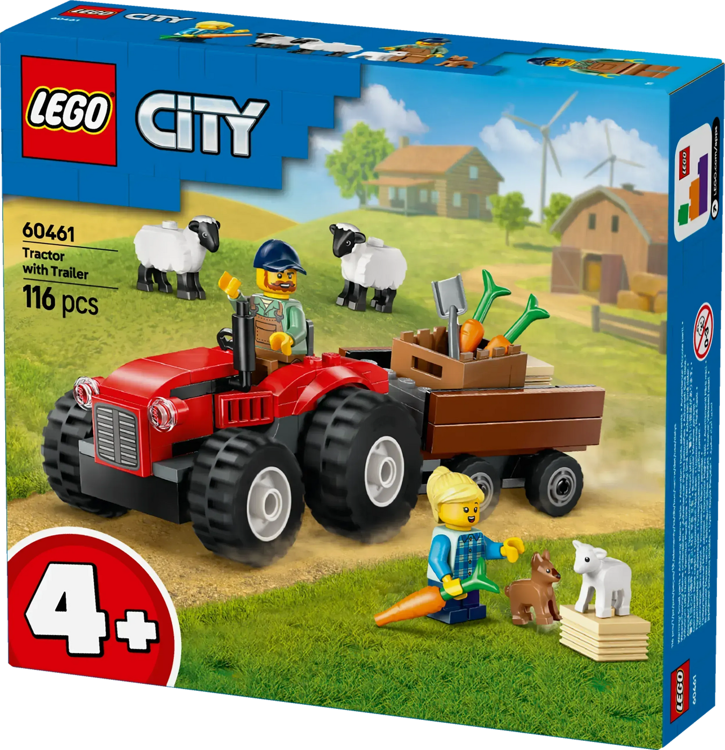LEGO Rode tractor met aanhanger en schapen 60461 City