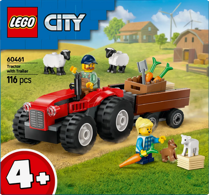 LEGO Rode tractor met aanhanger en schapen 60461 City